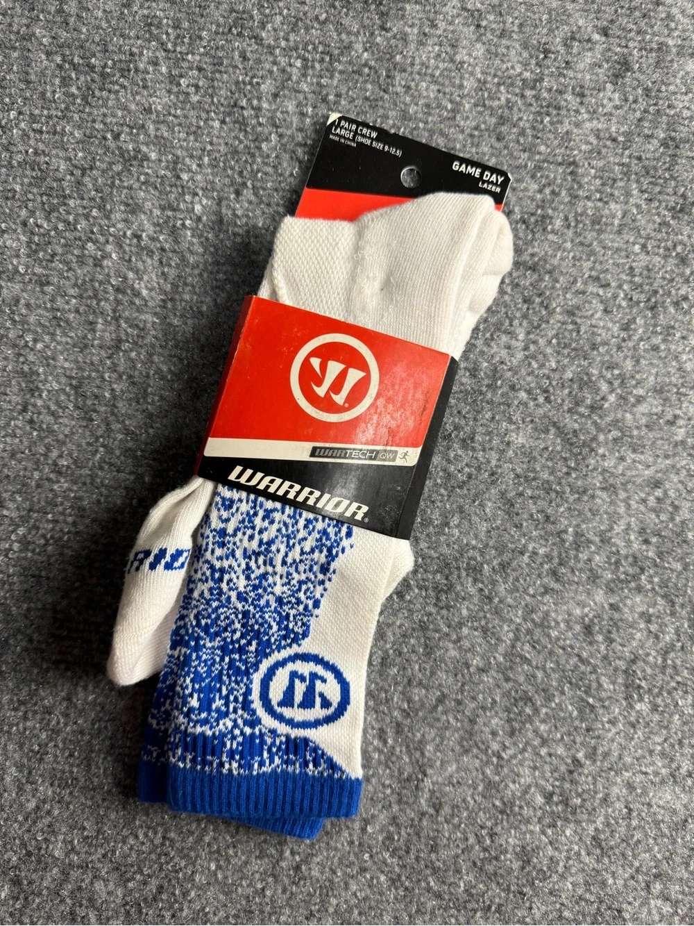 Warrior Game Day Men's Large Crew Socks - White, Black, Neon Green Nwt